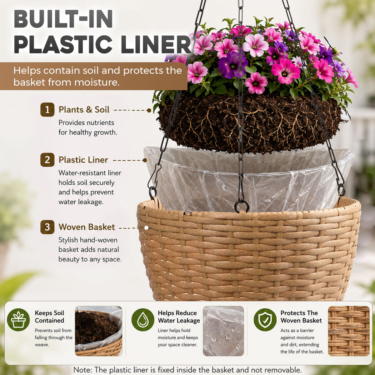 Hanging Planters, Indoor Outdoor Plant Holders (Set of 2) - Brown