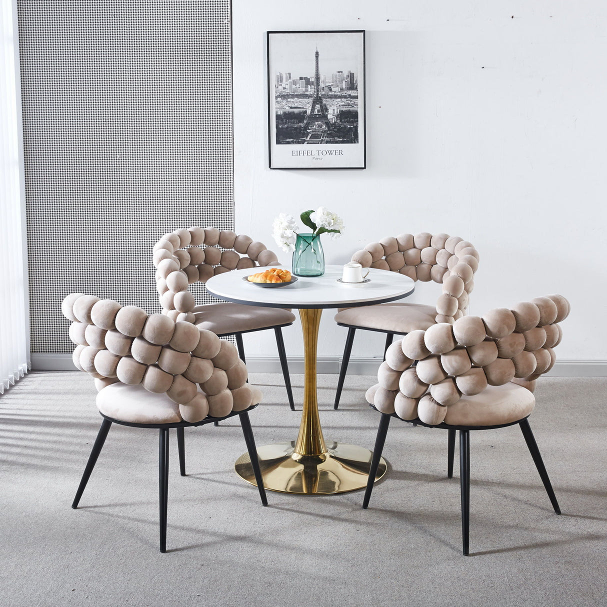 Modern Chair With Tube Legs, Soft Cushions And Comfortable Backrest