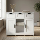 Storage Cabinet Wooden Floor Accent 31in x 12in with Drawers Shelves
