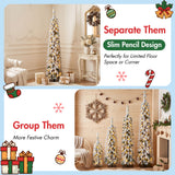 4 Pack Slim Pencil Christmas Trees With Snow Tips, Warm LED Lights, For Indoor Use - Green
