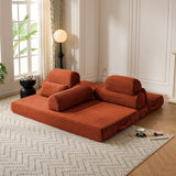 Convertible Sleeper Sofa With & Side Storage Pocket, Foldable Upholstered Couch For Living Room