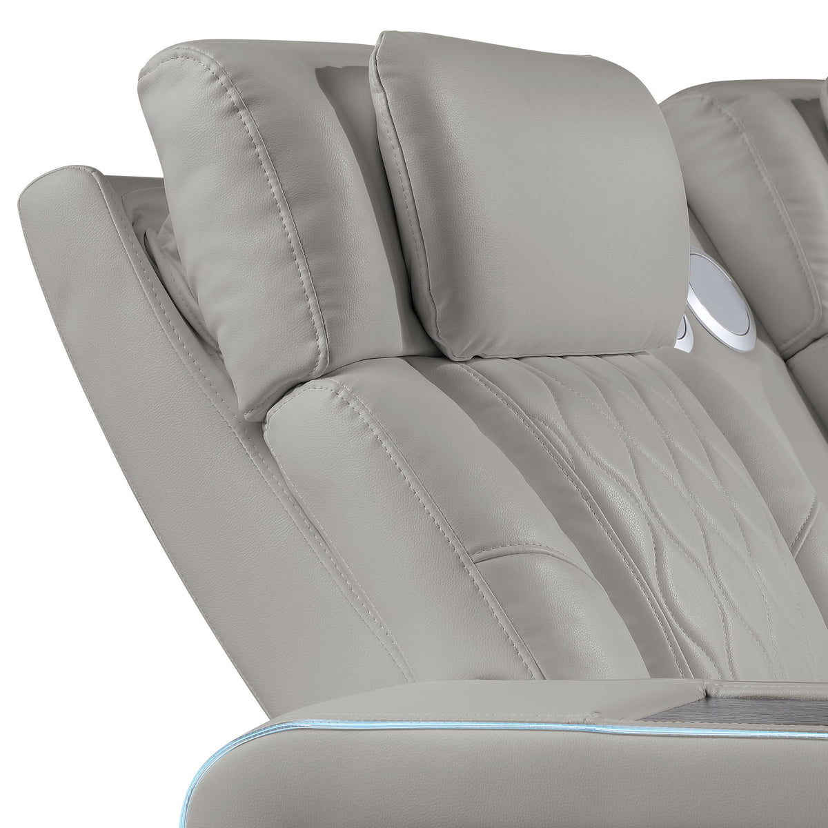 Electra - Power Recliner Sectional Sofa With Power Headrests, Console Loveseats, Wedge, LED Light Strip, Speakers