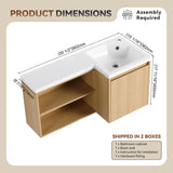 L-Shaped Wall Mounte Floating Bathroom Vanity With Integrated Sink