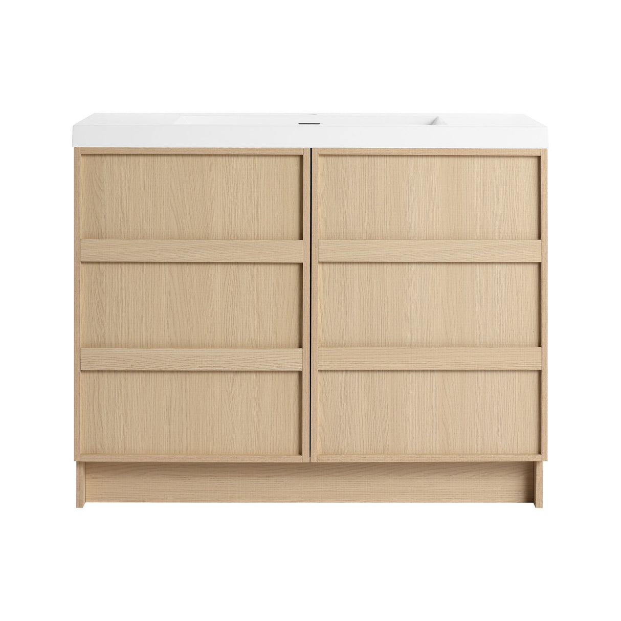 42" Freestanding Bathroom Vanity & Sink & 2 Soft Close Cabinet Doors - Oak / White