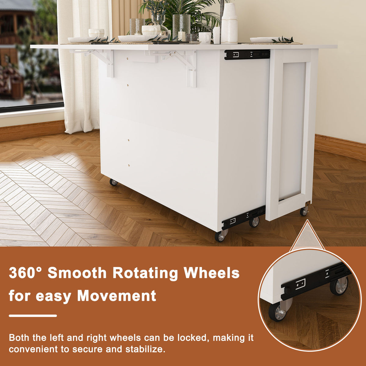 3 In 1 Foldable Side Table With 4 Storage Shelves