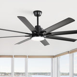 52" Smart Ceiling Fan With 8 Blades, Voice Remote Control, 6 Wind Speeds, LED Light - Black