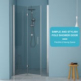 Fold Frameless Shower Door With Tempered Glass - Chrome