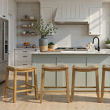 Iyani - Coastal Modern Wood Counter Height Kitchen Bar Stool