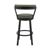 Bryant - 26" Counter Height Swivel Bar Stool - Black Finish And Gray Faux Leather