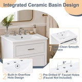 Modern Bathroom Vanity With Sink, Flip Drawer & 2 Drawers, Soft Close Hinges, Adjustable Shelf