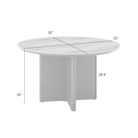 Ciela - Outdoor Round Sintered Stone Dining Table With Sculptural Cross Aluminum Base - Dark Bronze