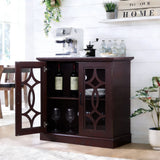 Modern Sideboard With Tempered Glass Doors - Ox Blood Red