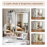 Modern Small Vanity Desk With 3 LED Lighting Modes, 3 Drawers