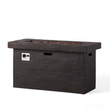 Rectangular Fire Pit Table Outdoor Heater Magnesium Oxide 45x25in Dark Brown
