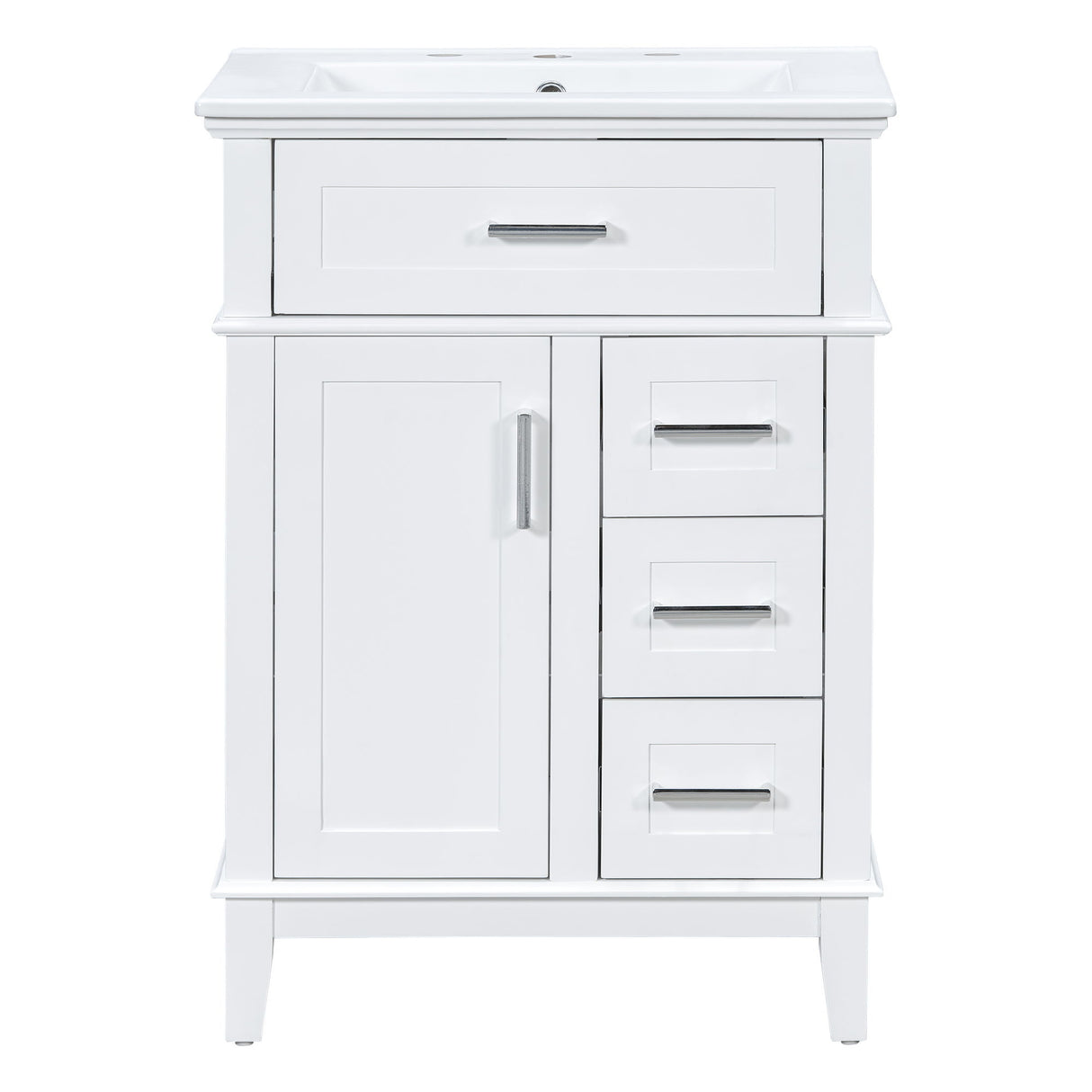 Modern Bathroom Vanity With Sink, Flip Drawer & 3 Drawers, Soft Close Hinges, Adjustable Shelf