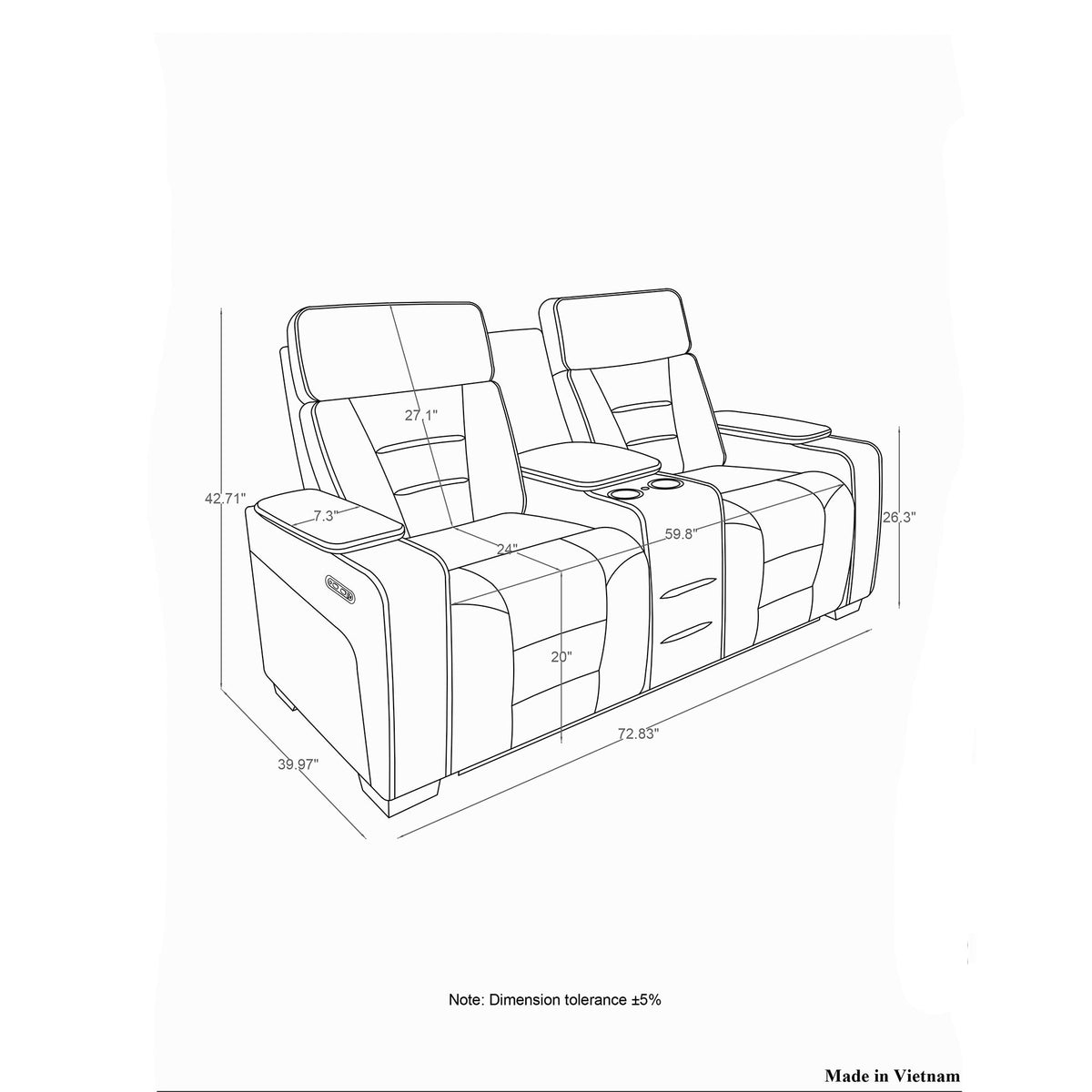 Austin - 3 Piece Reclining Sofa And Loveseat With Storage Arms - Gray