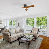 Flush Mount Ceiling Fan With Dimmable LED Light, 3 Blades, Reversible DC Motor Blades For Living Room