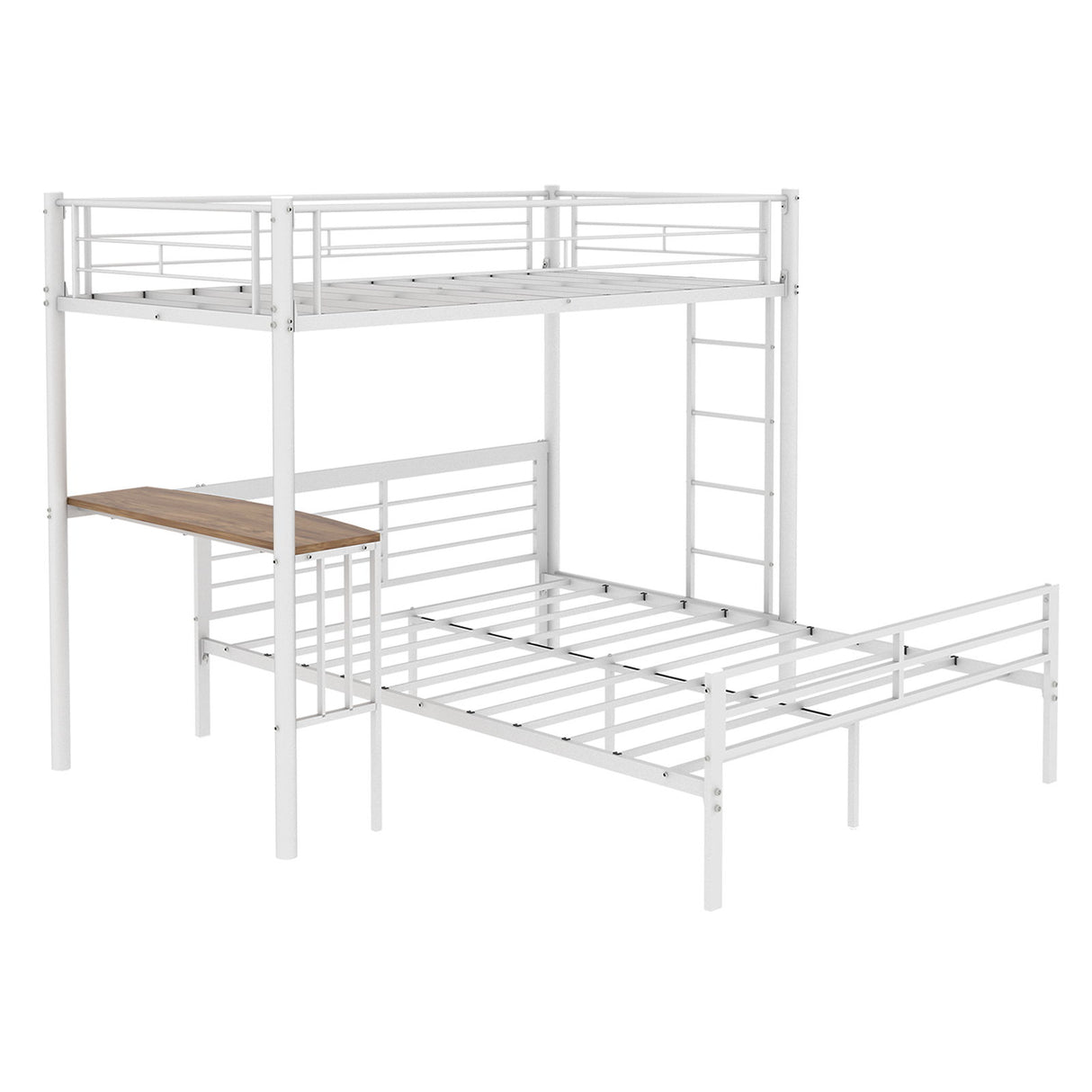 Bunk Bed With Built In Desk & Guardrail Frame