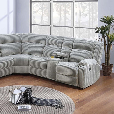 Sectional Sofa Set With Console Cup Holders, 3 Piece Reclining Living Room Couch - Gray Ash