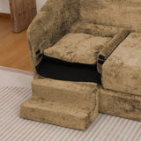 3 Seater Sofa With Built In Pet Bed Nook, Curved Design And 2 Throw Pillows