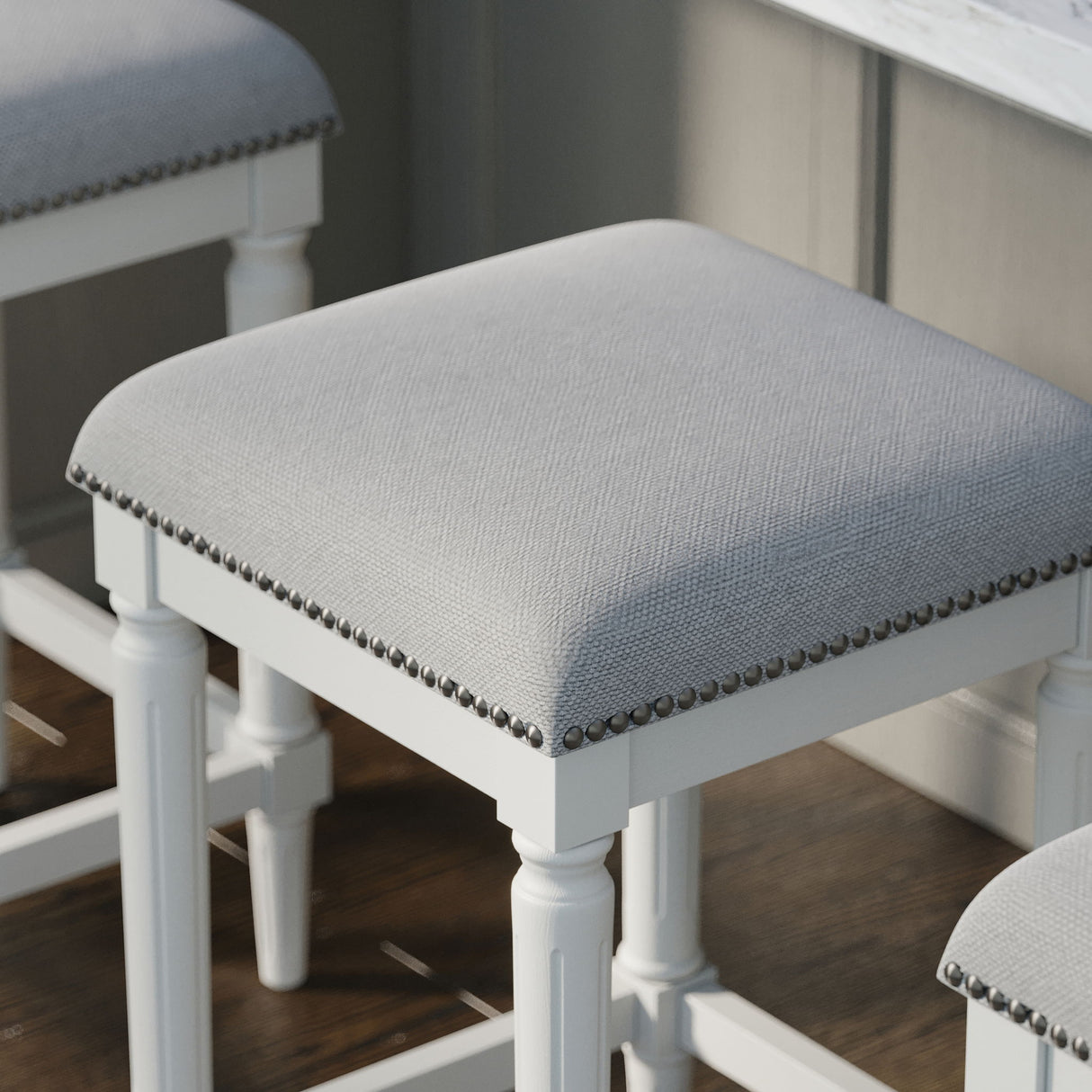 Square Stool With Upholstered Seat
