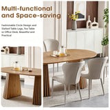 Dining Table, Flexible Extendable Oval Design With Slatted Legs - Natural Wood