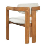 5-Piece Outdoor Acacia Wood Round Dining Set Beige Cushion