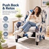 Wingback Recliner Chair With Padded Arms - Blue