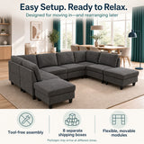 8 Piece Modular U - Shape Sectional Sofa