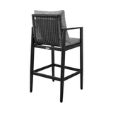 Cayman - Outdoor Patio Counter Height Bar Stool In Aluminum With Gray Cushions