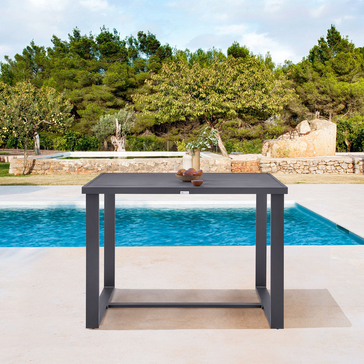 Menorca - Outdoor Patio Bar Height Dining Table In Aluminum