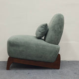 Curved Base Lazy Lounge Accent Chair - Blue / Brown
