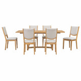 Rectangular Extendable Dining Table Set With 6 Upholstered Chairs