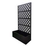Rhombus Planter Raised Garden Bed With Trellis For Climbing Plants - Black
