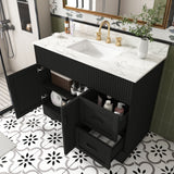Bathroom Vanity Set, Soft Close Doors & Drawers, 3 Faucet Holes, Sink Included - Black