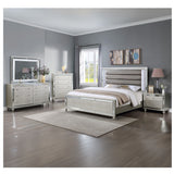 5 Drawer Bedroom Chest With Diamond Patterned Fronts - Silver