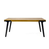 Acacia Wood Patio Dining Table, 69"L Rectangle Outdoor Table - Teak / Black