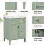 Bathroom Vanity With Sink, 3 Drawers & Cabinet With 2 Tier Door Storage Rack, Soft Close Doors & Drawers