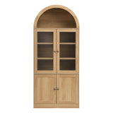 Tall Arched Top Storage Cabinet With 5 Tier Shelves, Soft Close Hinges