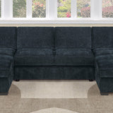 U - Sectional Sofa Upholstered LAF / RAF Chaise With Armless Loveseat And Chairs - Black