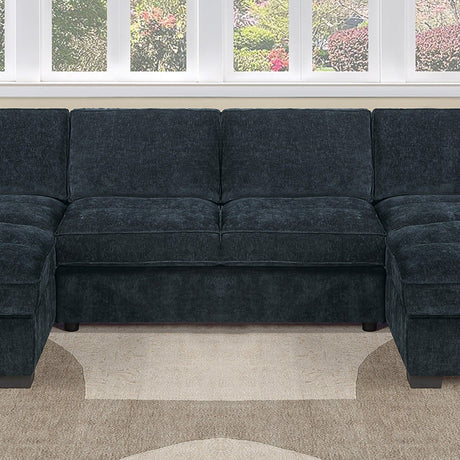 U - Sectional Sofa Upholstered LAF / RAF Chaise With Armless Loveseat And Chairs - Black