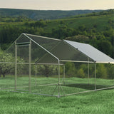 Large Metal Chicken Coop, Walk In Poultry Cage Hen Run House Rabbits Habitat Cage Spire Shaped Coop With Waterproof And Anti Ultraviolet Cover