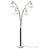 Marcos - Hanging Crystal Arc Tree Floor Lamp With Sculptural Frame - Black