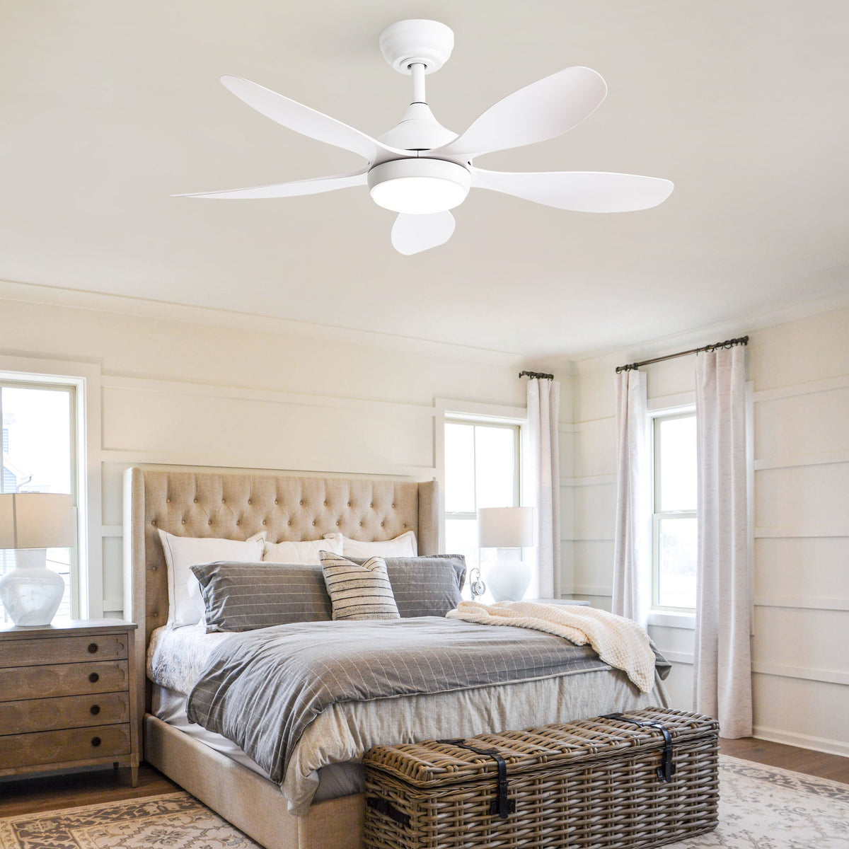 42" Ceiling Fan With Remote Control, DC Reversible Motor, 6 Speeds, 3Cct LED Light - White