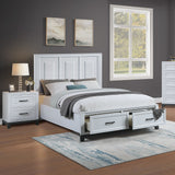 3 Piece Bedroom Furniture Panel Headboard White Eastern King Size Bed W Underbed Drawers 2X Nightstands