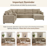 Modular 5 Seat U-Shape Sectional Sofa With Chaise Lounge, Built In Cup Holders And Storage Drawer