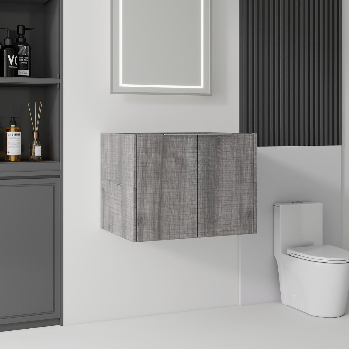Floating Bathroom Vanity Cabinet With Soft Close Double Doors, Spacious Interior Storage, Wall Mounted, Cabinet Only