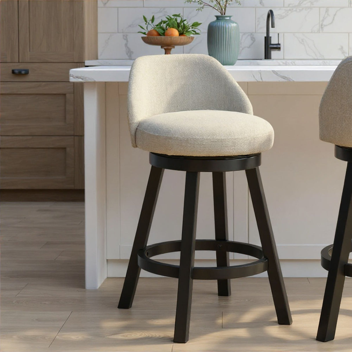 Erika - Modern Transitional Swivel Wood Counter Height Kitchen Bar Stool