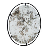Theodor - Mirror With Industrial Design Round Mirror With Metal Frame For Wall Decor & Entryway Console Lean Against Wall - Black - Wall Mirrors - Alpine Outlets