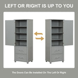Tall Freestanding Bathroom Storage Cabinet With 2 Drawers And Adjustable Shelf